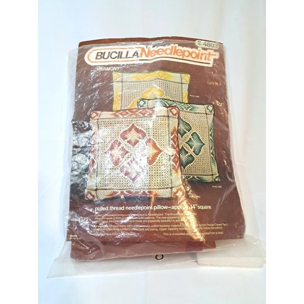 Vintage Bucilla Needlepoint Kit‎ Harmony 4803 Pulled Thread Pillow 14